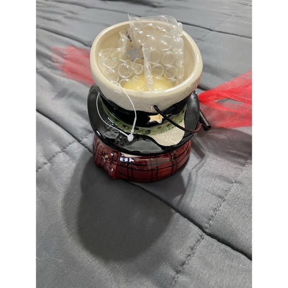 Snowman Ceramic Tea Light Lantern Holder  with Tea Light - Green, Beige - New - Picture 4 of 11